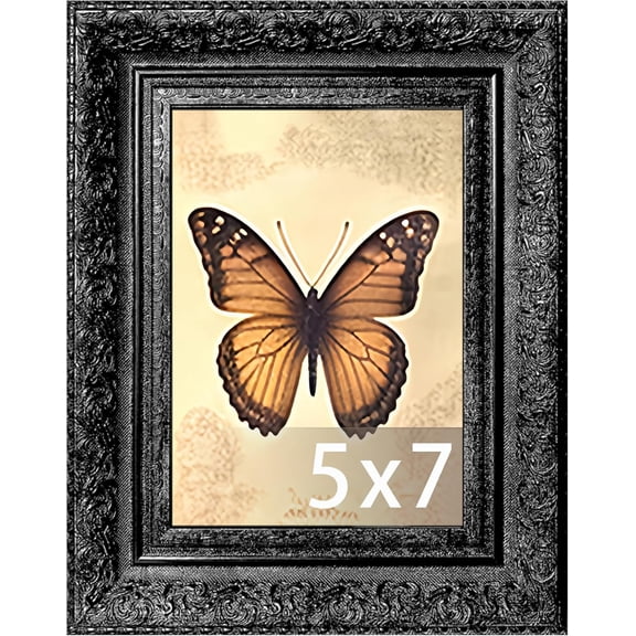 Vintage Picture Frame, Decorative Wall Hanging and Tabletop Display Photo Frame (Black, 5X7)