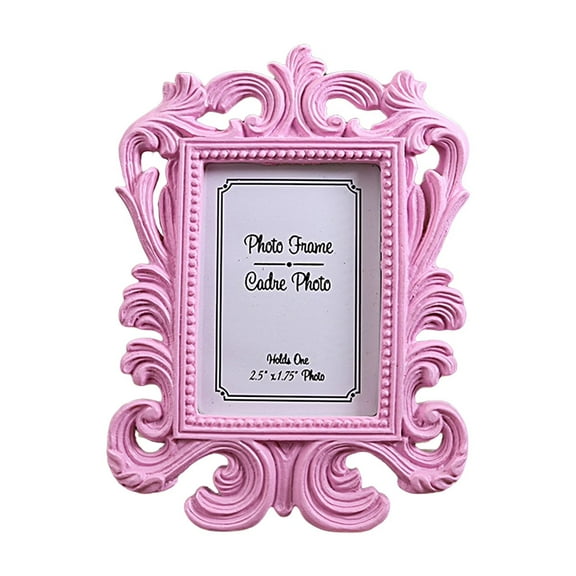Vintage Picture Frame – Luxury Retro Resin Photo Frame, Multi-Use Family Frame, 2.5"x1.75", Pink, Gold, White, Black for Wedding, Anniversary, Home Decor