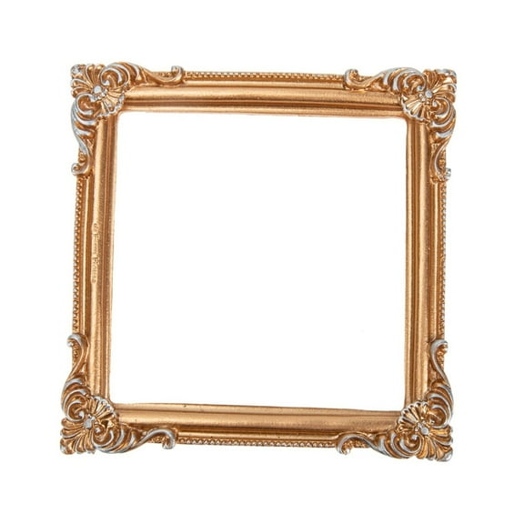Vintage Picture Frames 4.33x4.33" Square Gold, Antique Ornate Small Picture Frames, Resin Retro Victorian Decor for Gallery Wall and Tabletop, 1 Pcs