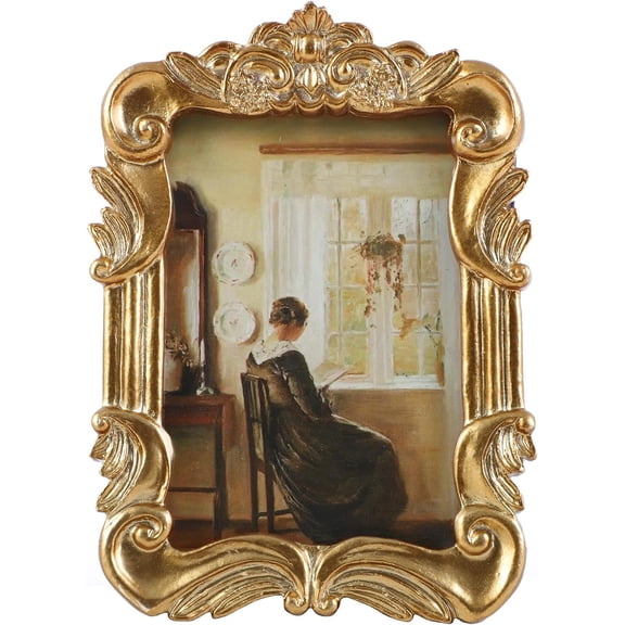 Vintage Picure Frames 2.5x3.5 Antique Victorian Gold Bronze Picture Frames for Tabletop and Wall Mount Ornate Retro Home Decor Gallery Wall Art (2.5x3.5 inch)