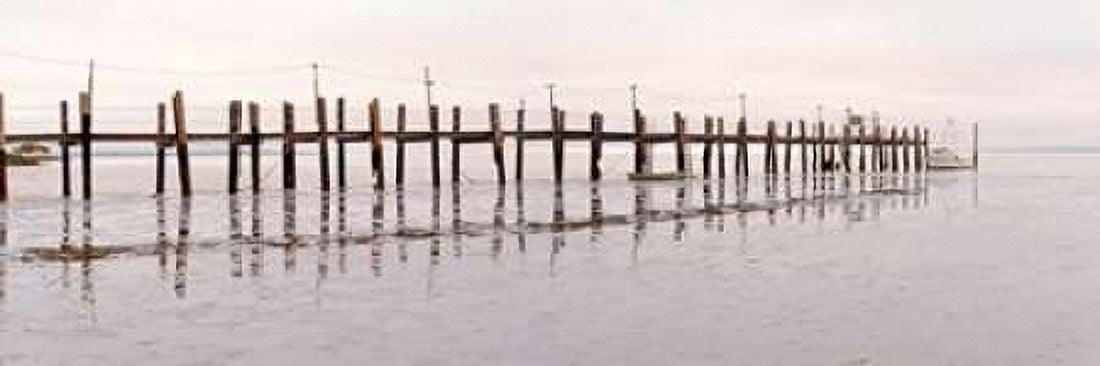 Vintage Pier at Fishing Village Canvas Art - Alan Blaustein (8 x 24)