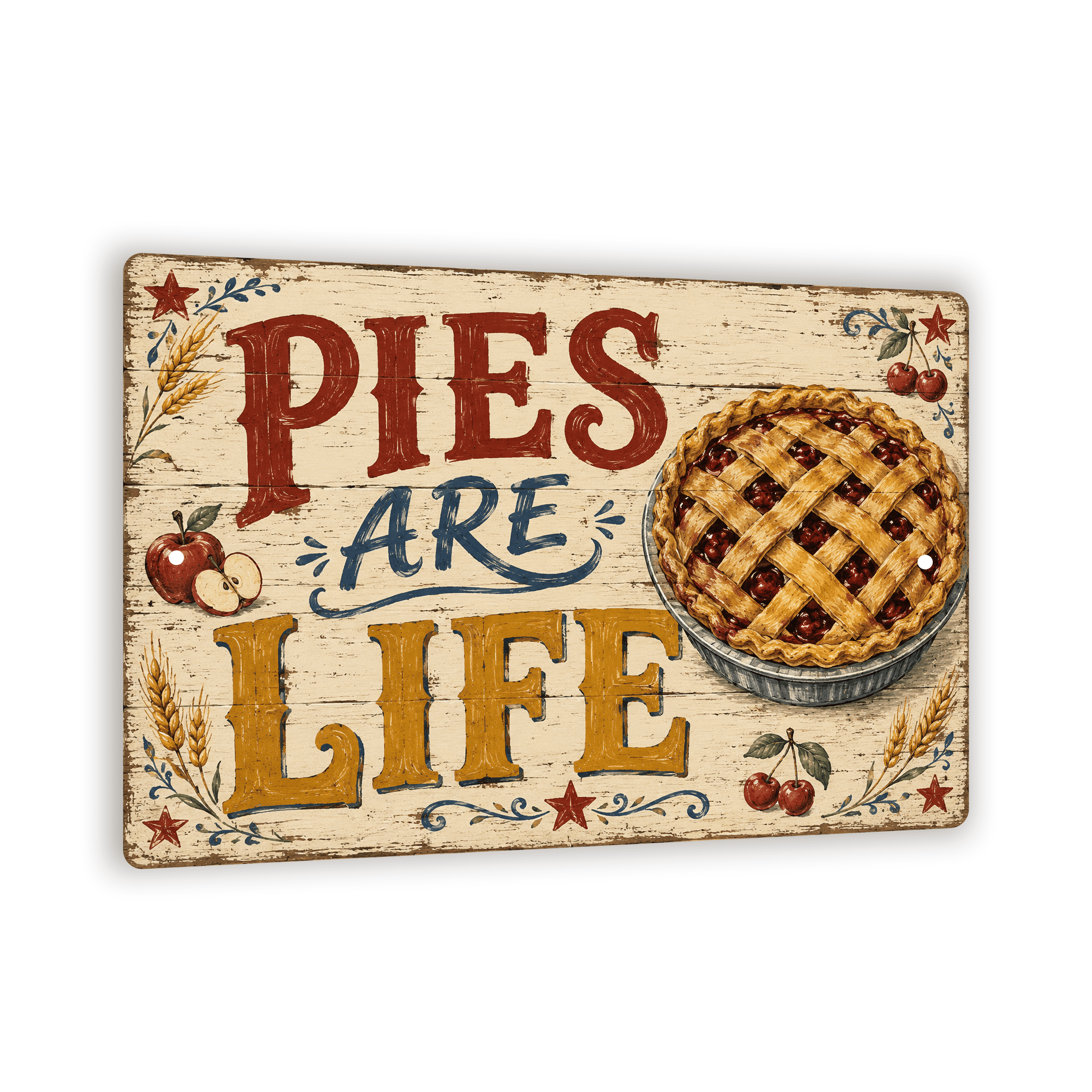 Decorative Pie Signs for Home and Kitchen Wall Art in Rustic Style
