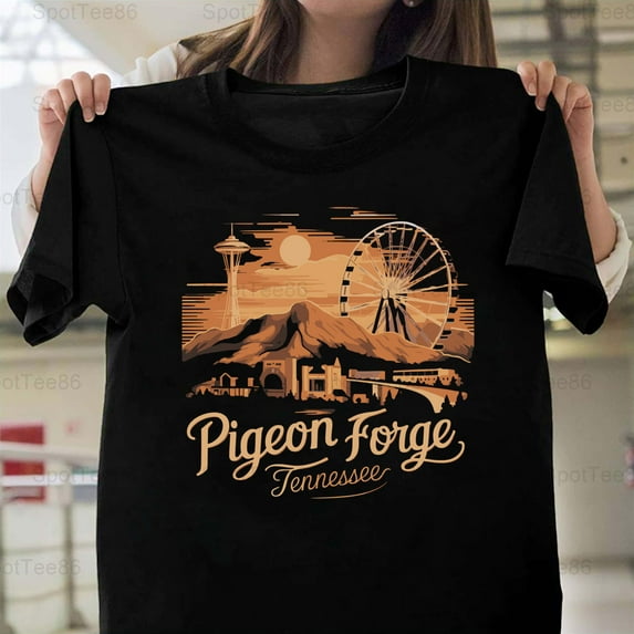 Vintage Pigeon Forge Tennessee Travel Landmark Souvenir Graphic V11386 Unisex T-Shirt, Up to Size 5XL