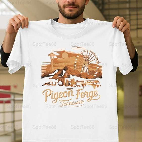 Vintage Pigeon Forge Tennessee Travel Landmark Souvenir Graphic V11386 Unisex T-Shirt, Up to Size 5XL