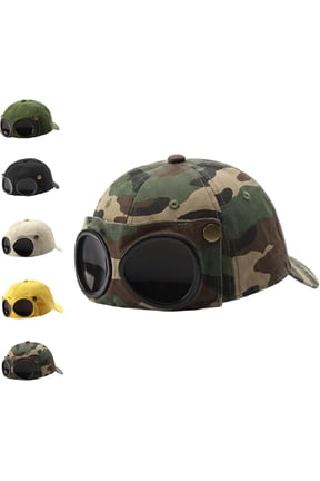 Vintage Pilot Goggle Baseball Cap with Built in Flip Up Sunglasses