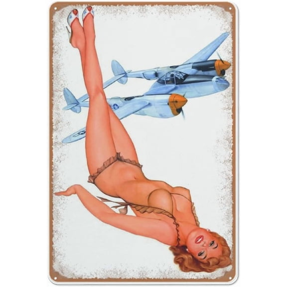 Vintage Pin up Girl Art Poster,Sexy Girl Wall Art,Dining Room Wall Decor Ideas,Vintage Garage Metal Sign for Man Cave Bar Garage Tools Wall Decor Wall Art, Metal Tin Sign 8 X 12 Inch