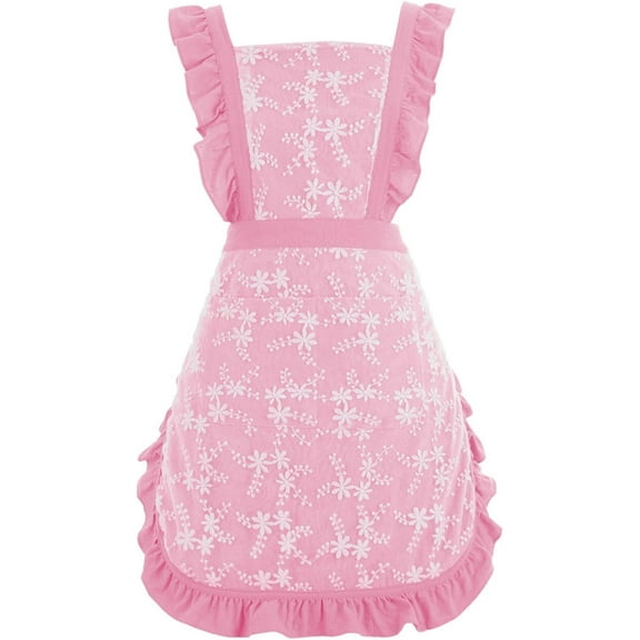 Vintage Pinafore Apron Dress for Women with Pockets Cute Floral Chef Aprons for Kitchen Cooking Baking Gardening