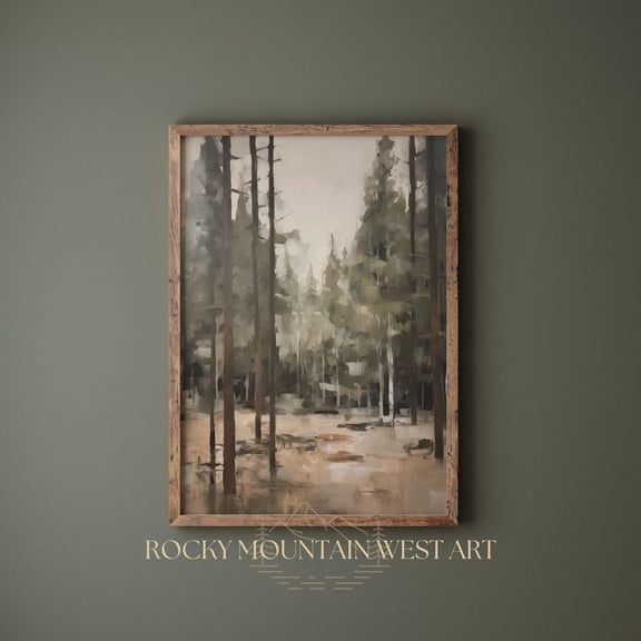 Vintage Pine Tree Wall Art, Nature Wall Art, Rustic Pine Forest, Woodland Nursery Wall Art, Log Cabin Wall Decor, Poster, Unframed Poster Size 8x12 F03.1.15l840