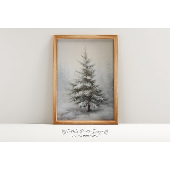 Vintage Pine Tree Winter Art Print, Rustic Decor Home Decor #2192, Unframed Poster Size 8x12
