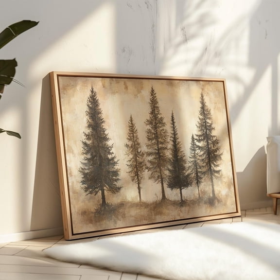 Vintage Pine Trees Art, Rustic Woodland Decor, Nature-Inspired Wall Art For Cabin Or Farmhouse Aesthetic Wall Art, Modern Wall Decor, 16x24 UNFRAMED