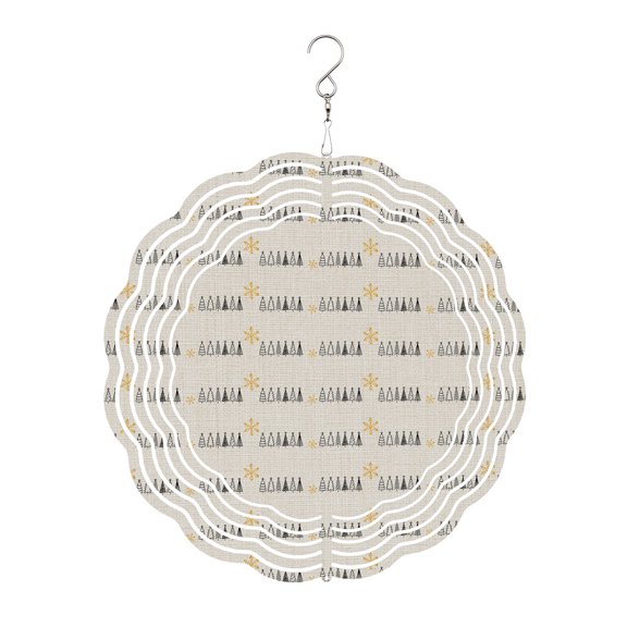 Vintage Pine Trees Wind Spinner for Garden Yard 8In, Country Rustic Farmhouse Yellow Snowflake 3D Stainless Steel Kinetic Hanging Wind Spinners Rustproof Outdoor Decor for Lawn Patio Home