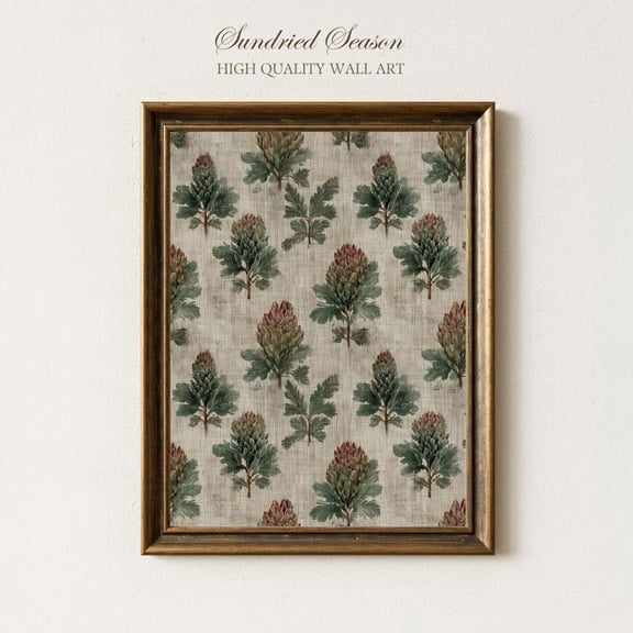 Vintage Pinecone Botanical Wall Art Rustic Woodland Forest Foliage