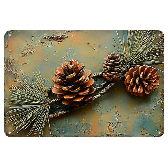 Vintage Pinecone Metal Wall Art - 12x8" Iron Sign for Garage, Cafe, Bar, or Living Room Decor - Perfect Thanksgiving Gift, Perfect for Room Decor