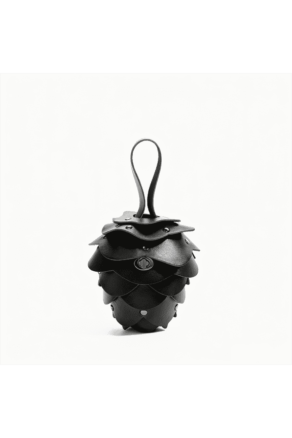 Vintage Pinecone Mini Purse for Women, Studded Decorative Clutch with Button Closure, Small Coin and Lipstick Pouch, 1-Pack,black