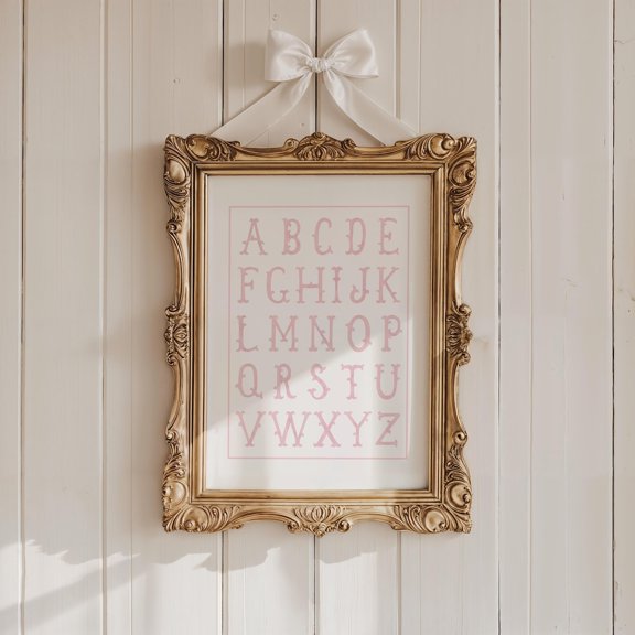 Vintage Pink Abc Educational Homeschool Alphabet Learning Elementary Classroom Deco