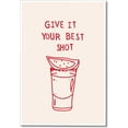 thumbnail image 1 of Vintage Pink Bar Cart Canvas Wall Art, Funky Funny Give It Your Best Shot Aesthetic Poster, Cute Vodka Tequila Alcohol Pictures Print, Kitchen Art Wall Decor, 1 of 9