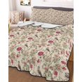 thumbnail image 1 of Vintage Pink Botanical Full Size Down Alternative Comforter, Lightweight Comforter Quilt Bedding Set with Pillow Shams Spring Floral Summer Birds All Seasons Bed Comforter Duvet Insert 78"x90", 1 of 7