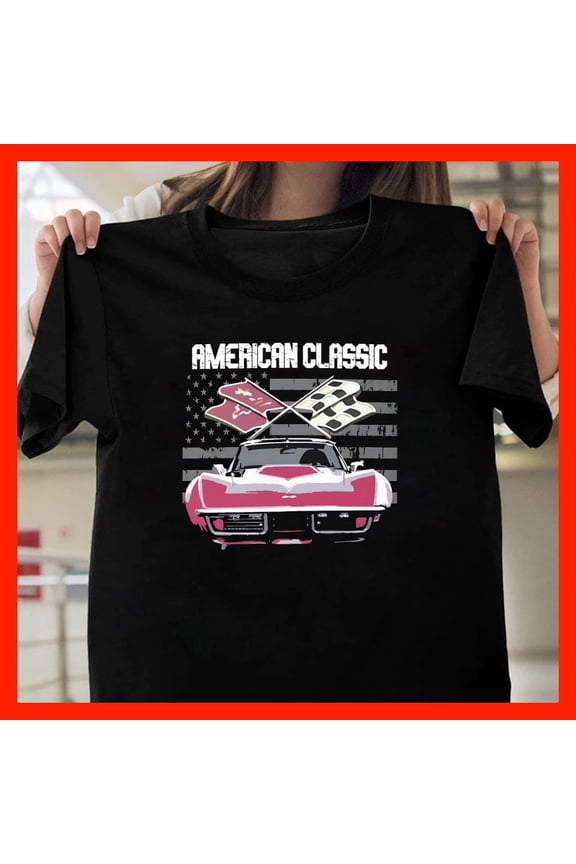 Vintage Pink Chevrolet Corvette Stingray American Classic Car T-Shirt X271, Versatile Unisex Fit, Available up to 5XL