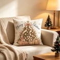 thumbnail image 1 of Vintage Pink Christmas Throw Pillow Cover, Decorative Holiday Cushion Case for Sofa Home Decor., 1 of 6
