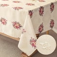 thumbnail image 1 of Vintage Pink Floral Rectangle Tablecloth Shabby Chic Flower Table Cloth Spring Table Cover Waterproof for Dinner Kitchen Picnic, Beige, 60x120 Inches, 1 of 6