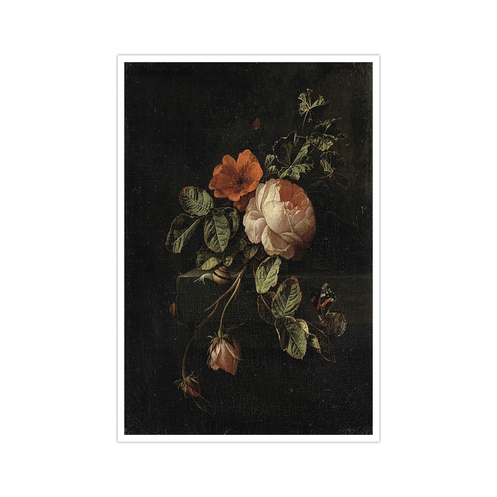 vintage-pink-flower-art-decor-botanical-wall-art-floral-still-life-oil