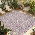 thumbnail image 1 of Vintage Pink Flower Outdoor Rug for Patio/Deck/Porch, Non-Slip Large Area Rug 5 x 7 Ft, Spring Floral Leaves Pastoral Birds Plants Indoor Outdoor Rugs Washable Area Rugs, Camping Rug Carpet Runner, 1 of 8