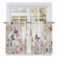 thumbnail image 1 of Vintage Pink Flowers Kitchen Curtain for Berdoom Living Room Cafe 45 Inch Length, Spring Floral Butterfly Retro Tiers Curtains Light Filtering Drapes Rod Pocket Window Treatment 2 Panels 52"Wx45"L, 1 of 8
