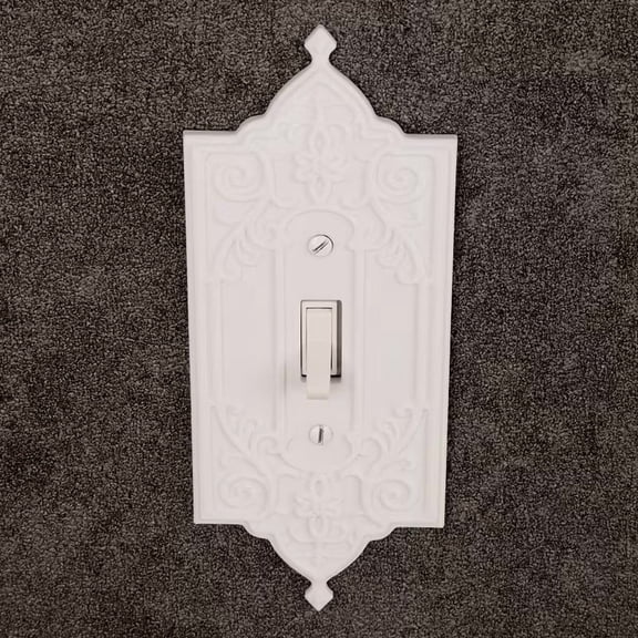 Vintage Pink Ornate Floral Duplex Outlet Cover - Decorative Wall Plate with Retro Scroll Design for Home Decor