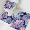 thumbnail image 1 of Vintage Pink Purple Flower Bathroom Rugs Set Hydrangea Leaf Gradient Watercolor Non Slip Absorbent Soft Bath Mats 3 Piece Set with Bathroom Rug, U-Shaped Floor Mat, Toilet Seat Cover Small Size, 1 of 9