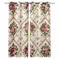 thumbnail image 1 of Vintage Pink Red Floral Blackout Curtains 45 Inches Long for Bedroom, Farmhouse Flower Green Leaf Thermal Insulated Room Darkening Black Out Window Curtain Panels Grommet Drapes for Living Room, 1 of 8