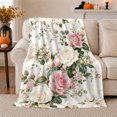 thumbnail image 1 of Vintage Pink Rose Garden, Cozy Botanical Garden Scene, Warm Flannel Blanket for Sunroom and Reading Nook with Detailed Artwork, Garden Lovers Appreciation Gift, Botanical Home Decor, 1 of 9
