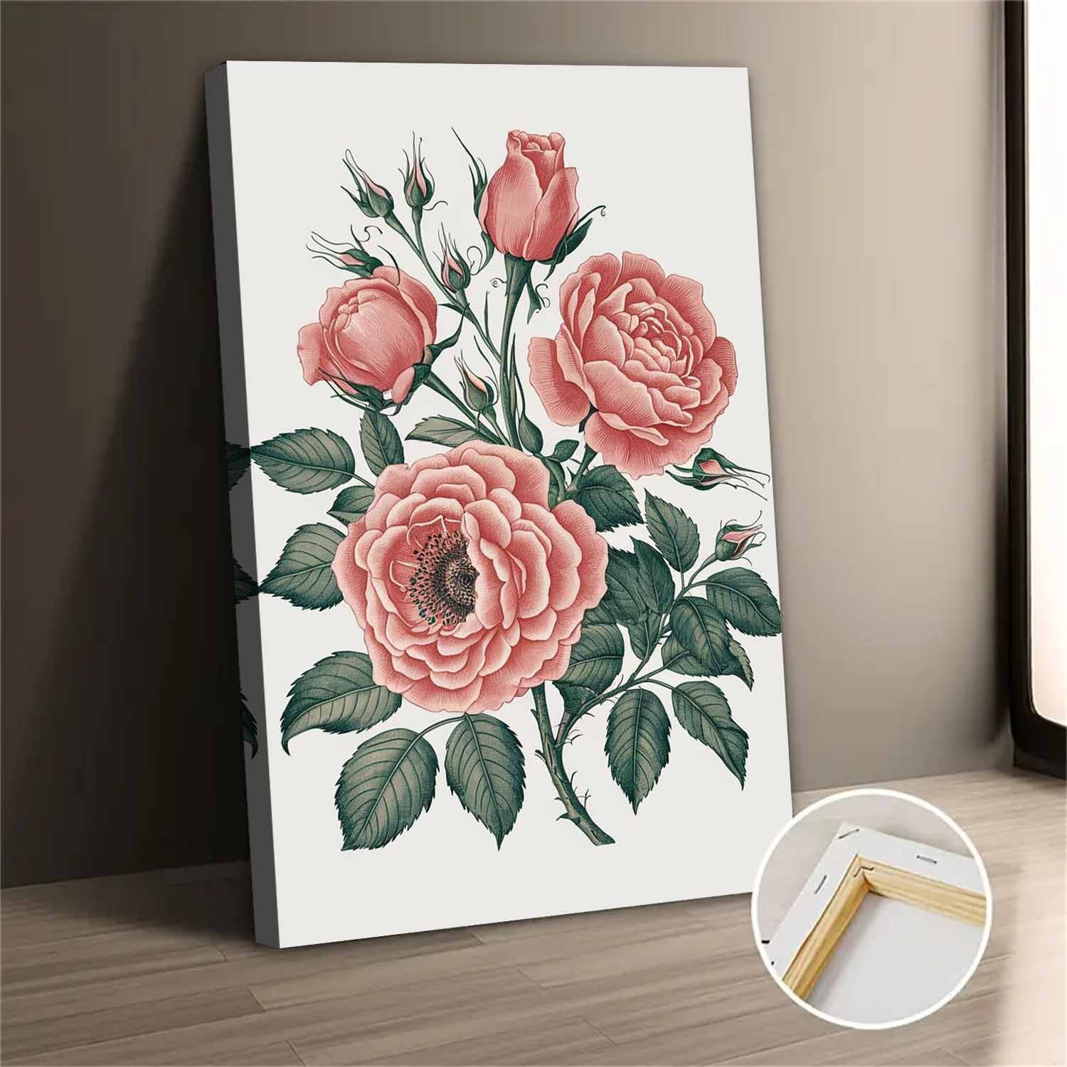 Vintage Pink Roses Canvas Wall Art Decor For Bedroom Living Room ...