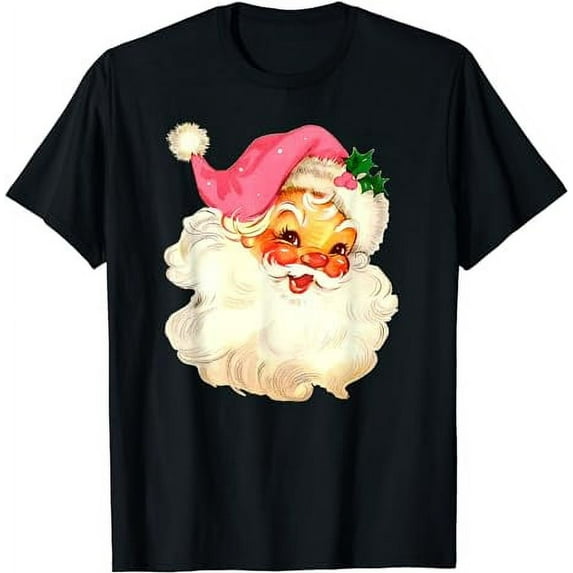 Vintage Pink Santa Claus Pink Christmas Pink Pajamas Xmas T-Shirt