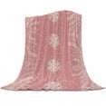 thumbnail image 1 of Vintage Pink Winter Snowflakes Flannel Blanket for Bed,Travel and Camping, Plant Pine Branch Minimalist Super Soft Cozy Blanket for All Seasons 40"x50", 1 of 6