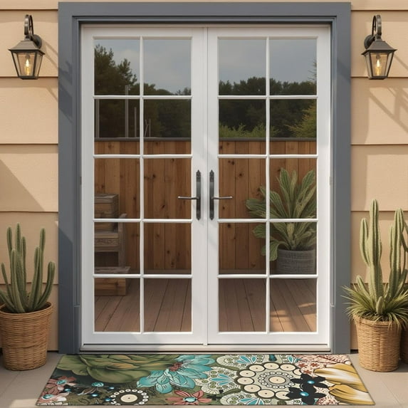 Vintage Pioneer Flower Collage Door Rugs,Washable Non Slip Door Mats Indoor,Decorative Door Mats,Entry Mat Indoor for Entrance,Bedroom,Kitchen,Bathroom,16"x47"