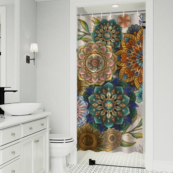 Vintage Pioneer Flower Collage Shower Curtain 36"x72" ,Bathroom Decorative Shower Curtains Set with 12 Hooks,Modern Waterproof Washable Shower Curtain