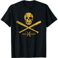 thumbnail image 1 of Vintage Pirate Baseball Skull and Bats Jolly Roger T Shirt, 1 of 5