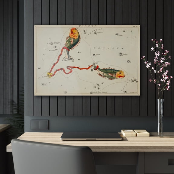 Vintage Pisces Zodiac Sign Art Poster Astrological Wall Decor, Unframed Poster