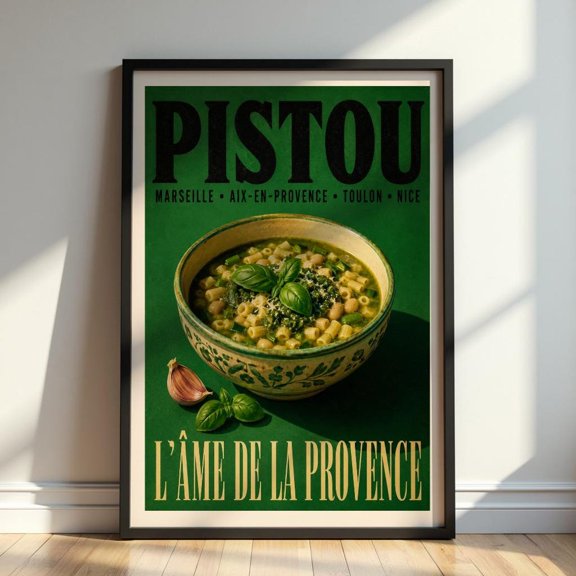 Vintage Pistou French Provence Soup Wall Art Retro Culinary Print For Kitchen Café And Rustic French Decor, Unframed Paper Print