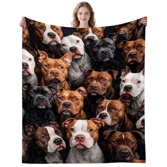 Vintage Pitbull Dog Blanket Gifts for Women Men Adults Dog Lovers Soft Cozy Funny Pitbull Dogs Throw Blankets for Couch Home Decor Birthday Gifts 50×40 Inch