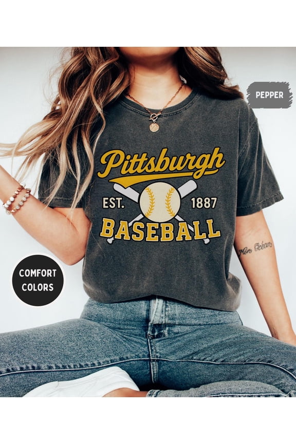 Vintage Pittsburgh Baseball Tshirt, Retro Tee, Unisex Garment-Dyed Shirt, Sports Fan Gift, Baseball Apparel