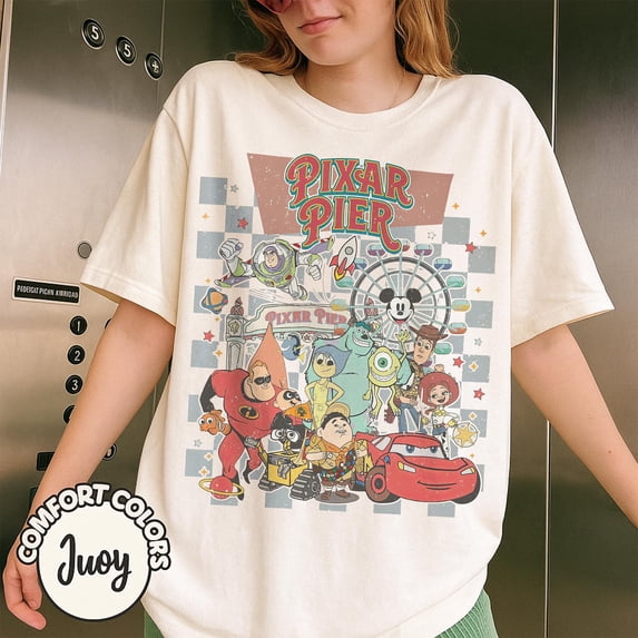 Vintage Pixar Pier T-Shirt, Retro Disney Pixar Characters Tee for Disneyland Trips