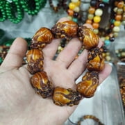 Vintage Pixiu Bracelet with Carved Beads Handmade Feng Shui Jewelry for Men Retro Style Spiritual Protection Accessory