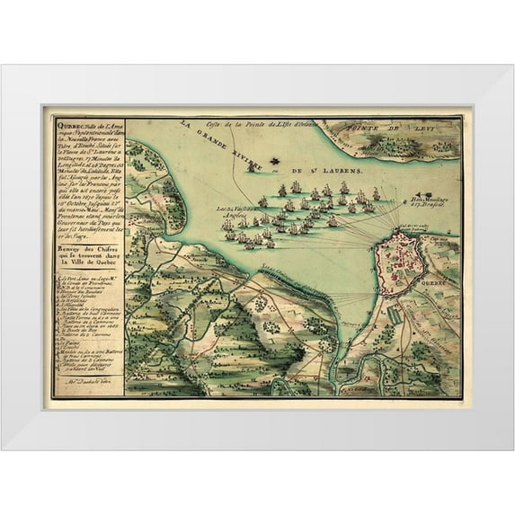 Vintage Places 14x11 White Modern Wood Framed Museum Art Print Titled - Siege of Quebec City 1670