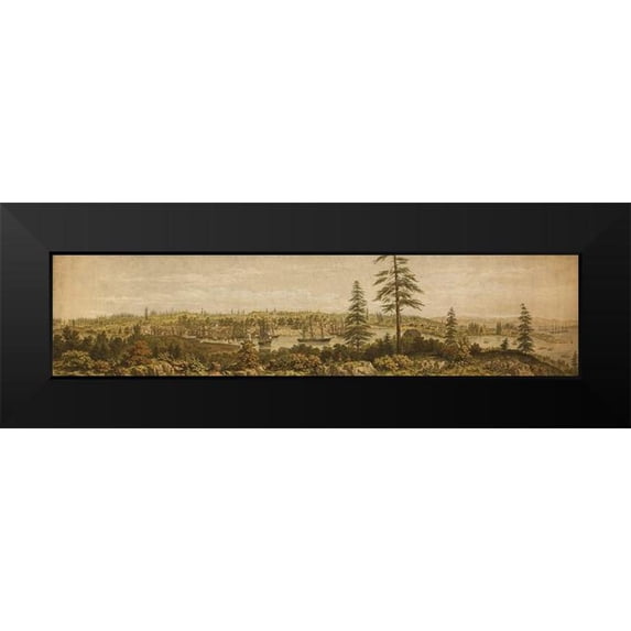 Vintage Places 24x9 Black Modern Framed Museum Art Print Titled - View of Victoria Vancouver Island 1860