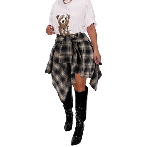 Vintage Plaid Asymmetrical Skirt | High-Waist Slim Fit | Trendy & Chic Must-Have