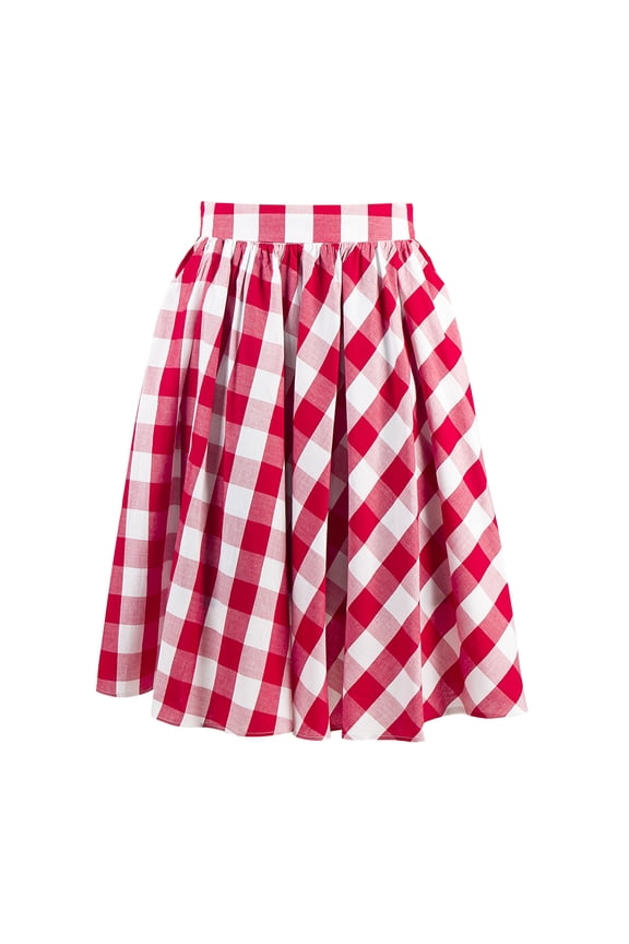 Vintage Plaid Circle Cotton Skirt