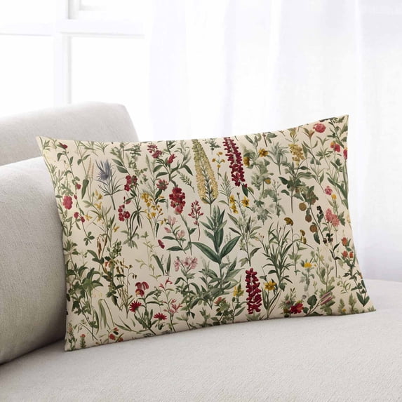 Vintage Plant Body Pillow Cover, Pillowcase Protectors with Zipper, Breathable Decorative Throw Pillow Case Cover, Boho Botanical Flowers Green Leaf Ferns Pillow Shams for Couch Sofa 24x36Inch