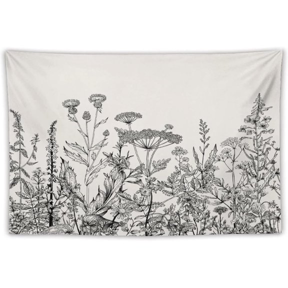 Vintage Plant Flowers Tapestry Wall Hanging,Wild Herbs Floral Plants Decoration Tapestries for Dorm Living Room Bedroom Home Decor 40"x60"