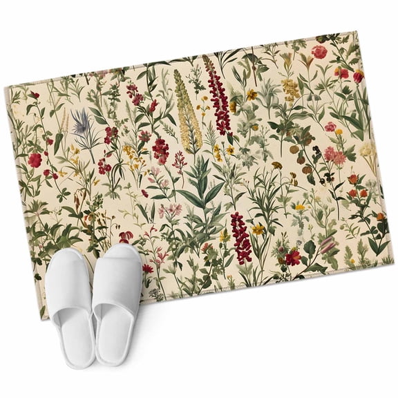 Vintage Plant Large Area Rugs for Bedroom Living Room, Soft Non Slip Carpet Bedside Rug, Boho Botanical Flowers Green Leaf Ferns Rectangular Floor Cover Kitchen Accent Rug 2'x3' for Office